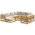 vidaXL 10-tlg. Garten-Lounge-Set mit Hellgrauen Kissen Massivholz