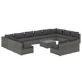 vidaXL 13-tlg. Garten-Lounge-Set mit Kissen Grau Poly Rattan