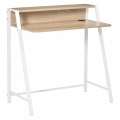 Northio - Schreibtisch Moderner Computertisch mit Ablagefach & Kabeldurchlass, Metallgestell, Weiß+Eiche, 84x45x85cm, One Size