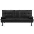 Beliani, Beliani Ledersofa mit Schlaffunktion ROXEN schwarz
