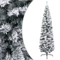 vidaXL Schlanker Künstlicher Weihnachtsbaum Beschneit Grün 210 cm PVC