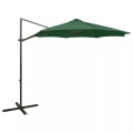 vidaXL Ampelschirm mit Mast und LED-Leuchten Grün 300 cm