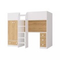 Hochbett Mit Kleiderschrank & Schreibtisch - 90 X 190 Cm - Weiß & Holzfarben - Cinamo Unisex Beige 90X190CM