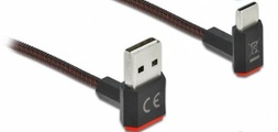 Delock EASY-USB 2.0 Kabel Typ-A Stecker zu USB Type-C™ Stecker gewinkelt oben / unten 2 m schwarz, 2 m, USB A, USB C, 2.0, Schwarz