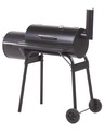 Beliani, Beliani Holzkohlegrill mit Räucherkammer schwarz rollbar KATLA