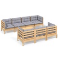 vidaXL, vidaXL 8-tlg. Garten-Lounge-Set mit Grauen Kissen Kiefer Massivholz