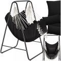 TecTake, Tectake - Hängesessel Alison, Boho-Style, Belastbarkeit 160kg, 1P, Schwarz