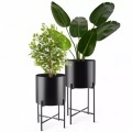 Tectake - Pflanzenständer Mine 2-teilig, im Industrial Style großer und kleiner Übertopf, abnehmbar, 31cm, Charcoal Black
