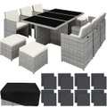 TecTake, Aluminium Rattan Sitzgruppe New York 6+4+1 mit Schutzhülle Aluminium Rattan Sitzgruppe New York 6+4+1 mit Schutzhülle