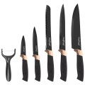 Messerset - 7 Teile - Gold Und Schwarz Unisex 20cm