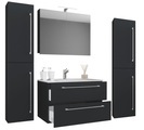 MID.YOU Badezimmer 146 cm , 5Tlg-Badinos , Schwarz , Metall , 2,2 Schubladen , 146 cm , melaminharzbeschichtet,Nachbildung , hängend , 000657023325