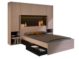 Vente-unique, Bett mit Stauraum & LEDs - 140 x 190 cm - Naturfarben & Schwarz - VELONA Bett mit Stauraum & LEDs - 140 x 190 cm - Naturfarben & Schwarz - VELONA