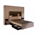 Bett mit Stauraum & LEDs - 140 x 190 cm - Naturfarben & Schwarz - VELONA Bett mit Stauraum & LEDs - 140 x 190 cm - Naturfarben & Schwarz - VELONA
