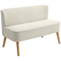 Northio - Sofa 2 Sitzer modern Couch ohne Armlehne Gepolstert Polstersofa mit Cord-Optik, klein Loungesofa mit Holzbeine für Wohnzimmer, 117 x 56,5 x 77 cm, Cremeweiß, One Size
