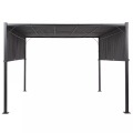 Beliani Pergola mit LED-Beleuchtung Stahl dunkelgrau 310 x cm PARGA