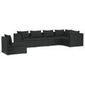 vidaXL 6-tlg. Garten-Lounge-Set mit Kissen Poly Rattan Schwarz