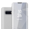 Hülle für Samsung Galaxy S10e in ACHAT SILBER - Clear View Spiegel Schutzhülle mit Standfunktion 360 Grad Schutz