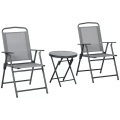 Northio, Northio - Gartenmöbel Bistro Set klappbar mit 1 Tisch und 2 Stühlen, langlebig aus Stahl Mesh, 53,5 x 64 93 cm, hellgrau für Balkon & Terrasse, 90cm
