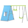Northio, Northio - 3 in 1 Schaukelgestell Outdoor Schaukelgerüst mit Spielzelt, Schaukel und Turnringe, Kinderschaukel Metallgestell, Gartenschaukel für Kinder Grün Aosom, One Size