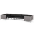 vidaXL 7-tlg. Garten-Lounge-Set mit Auflagen Poly Rattan Dunkelgrau