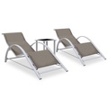 vidaXL, vidaXL Sonnenliegen 2 Stk. mit Tisch Aluminium Taupe