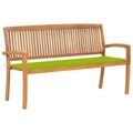 vidaXL Stapelbare Gartenbank mit Auflage 159 cm Massivholz Teak