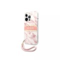 Guess - iPhone 13 Pro Hardcase Hülle Marble Strap (GUHCP13LKMABPI) - Weiss / Rosa