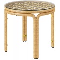 Northio - Beistelltisch aus Polyrattan runder Couchtisch mit Glas Tischplatte Nachttisch Gartentisch Gartenmöbel Kaffeetisch Sofatisch für Wohnzimmer Garten Terrasse Balkon, Ø50 cm Gelb |, 50 x 41 cm