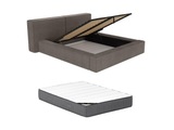 Bett mit Bettkasten + Matratze - 160 x 200 cm - Cord - Taupe - TIMANO Bett mit Bettkasten + Matratze - 160 x 200 cm - Cord - Taupe - TIMANO