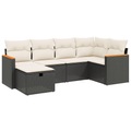 vidaXL 6-tlg. Garten-Sofagarnitur mit Kissen Schwarz Poly Rattan