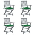 vidaXL Klappbare Gartenstühle 4 Stk. mit Kissen Massivholz Akazie