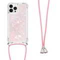 iPhone 15 Pro Max - Glitzer Hülle mit Umhängeband