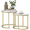 Northio - Couchtisch rund 2er Set Stapelbarer Beistelltisch mit Stahlrahmen, Wohnzimmertisch Kaffeetisch für Wohnzimmer Schlafzimmer Weiß Aosom, 70 CM