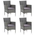 vidaXL Garten-Essstühle 4 Stk. Poly Rattan Grau