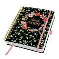 Sigel, Tagesplaner Jolie undatiert - Flower Love - ca. A5 - schwarz, pink - Hardcover - 2 Seiten = links Notizen / rechts Planungsseite - FSC-zertifiziert Tagesplaner Jolie undatiert - Flower Love - ca. A5 - schwarz, pink - Hardcover - 2 Seiten = links Noti