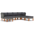 vidaXL 7-tlg. Garten-Lounge-Set mit Kissen Poly Rattan Grau