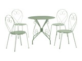 Garten Essgruppe: Tisch + 4 stapelbare Stühle - Metall in Eisenoptik - Grün - GUERMANTES Garten Essgruppe: Tisch + 4 stapelbare Stühle - Metall in Eisenoptik - Grün - GUERMANTES