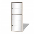 vidaXL Schuhschrank mit 5 Fächern Spiegel Eiche 63×17×169,5 cm