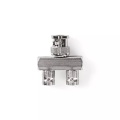 BNC-Adapter | BNC-Stecker | 2x BNC-Buchse | Vernickelt | 50 Ohm | Verteiler | Metall | Silber | 10 Stk. | Plastikbeutel