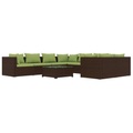vidaXL, vidaXL 9-tlg. Garten-Lounge-Set mit Kissen Poly Rattan Braun