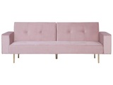 Beliani Schlafsofa Samtstoff rosa VISNES