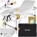 Tectake - 3 Zonen Massageliege Ko Tao, Tragetasche, Aluminiumgestell, One Size, Weiss