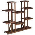 Northix - Hölzerner 9-stufiger Pflanzenständer Blumenregal Pflanzenregal 125 x 25 x 114 cm Braun, 112cm