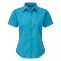Kurzarm Popeline Bluse Arbeitshemd Damen Türkisblau 38