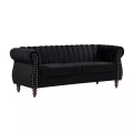 Vente-unique - Chesterfield-Sofa - 3-Sitzer - Samt - Schwarz - TRUMBO, One Size