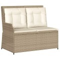 vidaXL Gartenbank Verstellbar mit Kissen Beige Poly Rattan