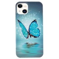 iPhone 15 Plus - Nachtleuchtende Silikon Hülle Blue Butterfly