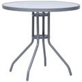 vidaXL, vidaXL Gartentisch Hellgrau 80 cm Stahl und Glas