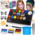 Activity-board, Activity-board - Kinderschmink-Set, 18 Farben, 4 professionelle Pinsel, schnell trocknend, ungiftig, leicht abwaschbar, Schablonen, Reinigungsschwamm, One Size, Multicolor