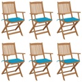 vidaXL Klappbare Gartenstühle 6 Stk. mit Kissen Massivholz Akazie